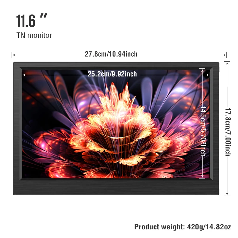 Anmite 11.6 بوصة IPS شاشة محمولة USB TYPE C HDMI للهاتف المحمول سطح المكتب MAC Switch PS4 XBOX