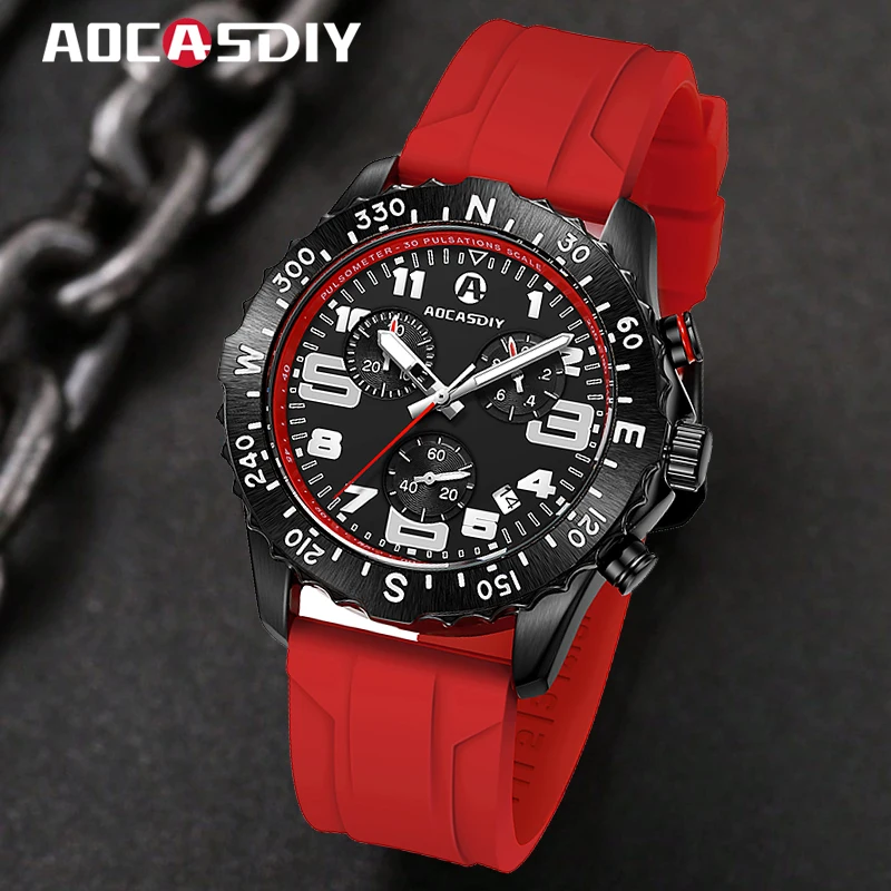 Reloj deportivo de resistencia para hombre, cronógrafo de pulsera informal, luminoso, resistente al agua, de cuarzo militar