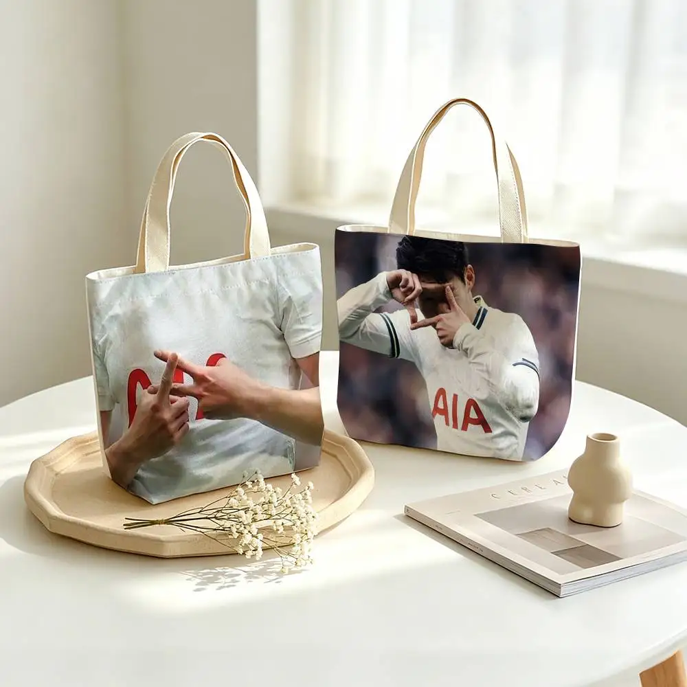 Famous Asian Footballer Son Heung-min   Printed Canvas Tote Bag Shoulder Bag Commuter Mommy Shopping Bag