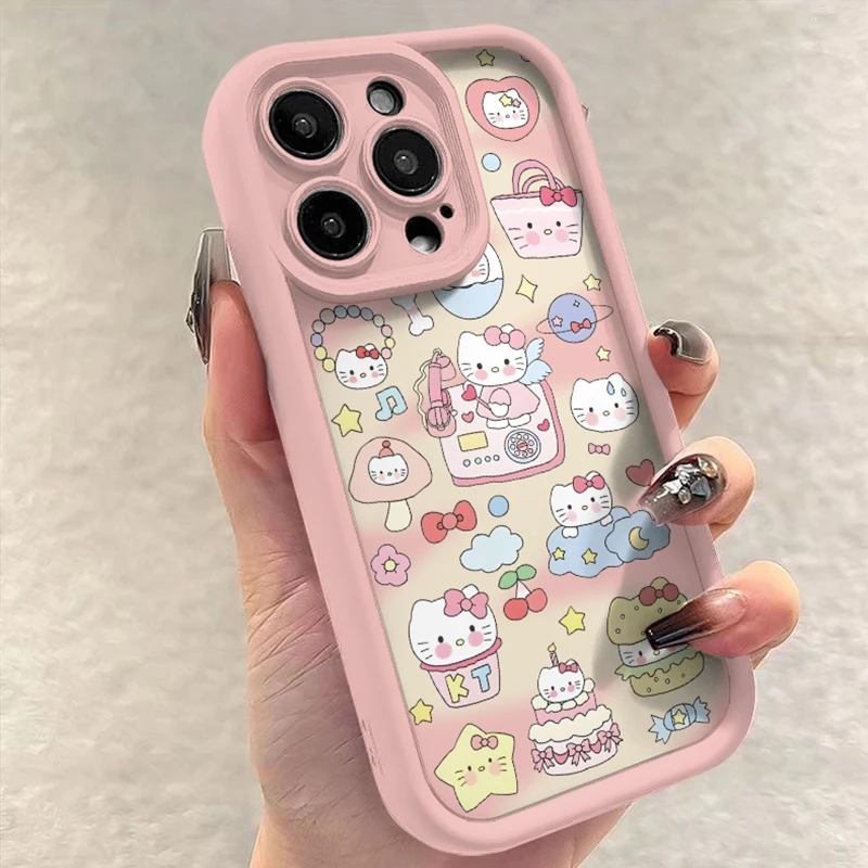 Sanrio Hello Kitty Birthday Cake Phone case For iPhone 15 14 13 12 11 Pro Max X XR XS MAX 7 8 Plus Cartoon Y2k Cute Phone cases