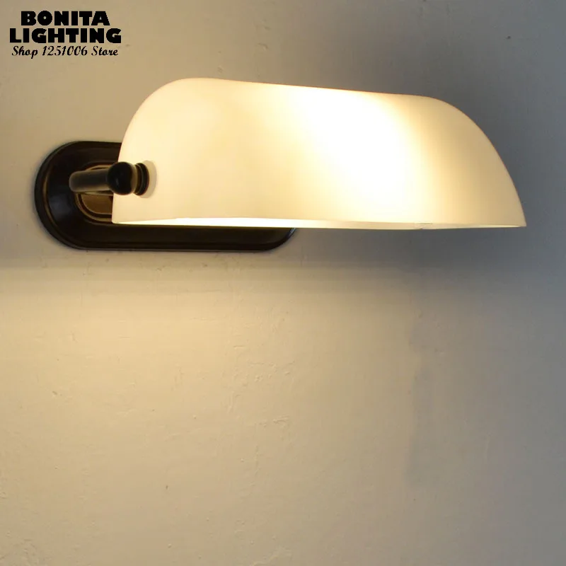 

Modern Adjustable Wall Lamp Green/White Glass Shade & Black Fixture, Bedhead Reading Light Zipper Switch for Hotel Decoration