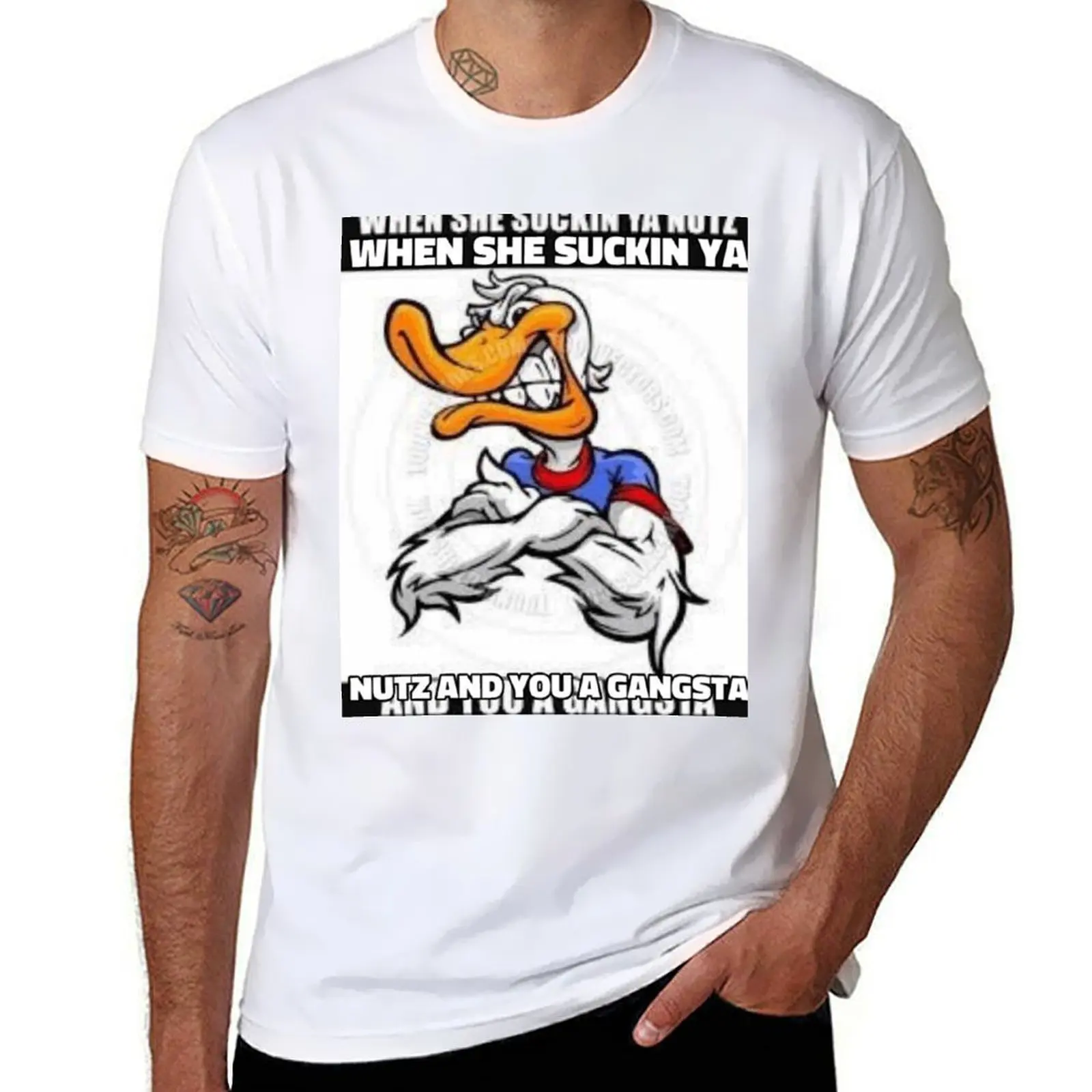 

Футболка WHEN SHE SUCKIN YA NUTZ AND YOU A GANGSTA, черная хлопковая футболка, однотонная мужская упаковка, футболки с рисунком для мужчин, футболка