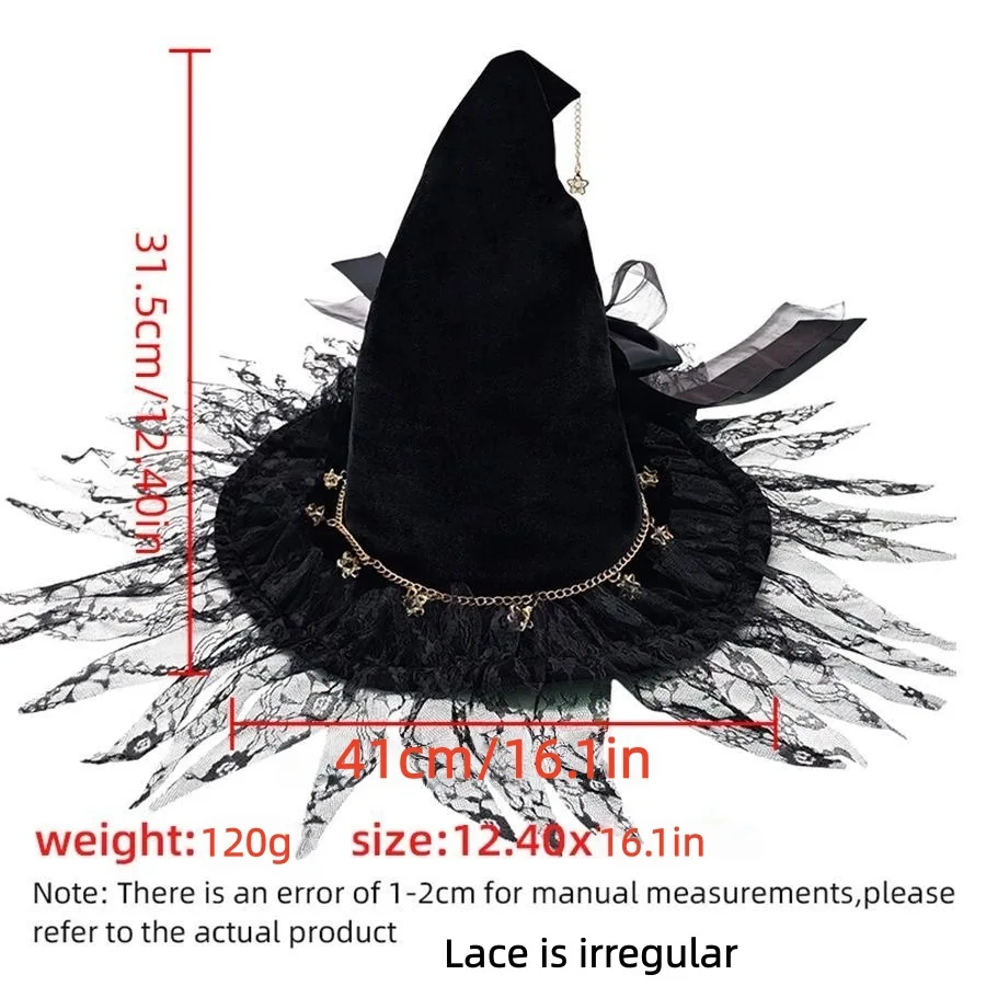 Dark Witch Hat Lolita Goth Cos Dress Up Headdress Vintage Bow Halloween Witch Hat Witch Hat