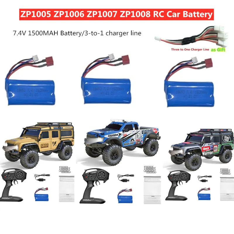 7.4V 1500mAh bateria Lipo dla ZP1005 ZP1006 ZP1007 ZP1008 ZP1009 ZP1010 4WD zdalnie sterowanym samochodowym części zamienne ZP1005 ZP1006 baterii