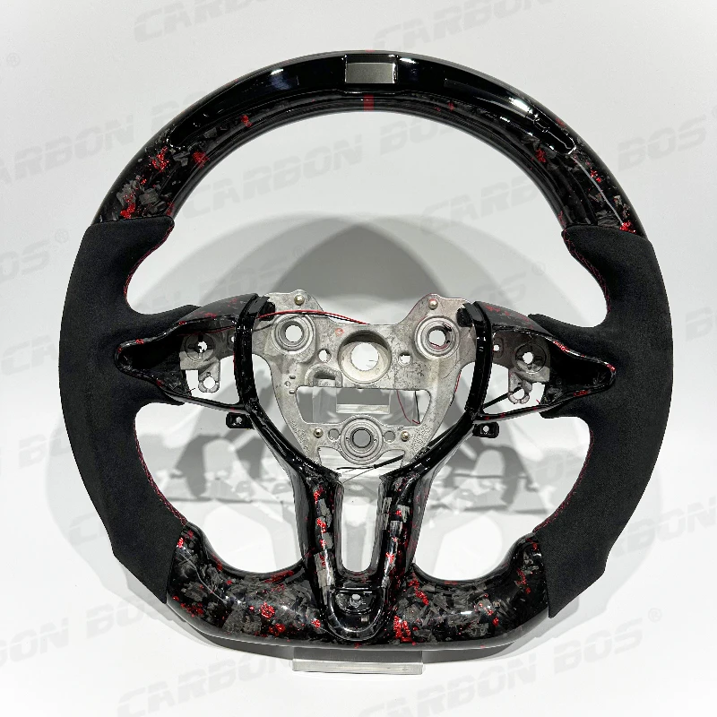 

Red forged carbon fiber suede steering wheel for Hyundai Elantra i20 and i30.