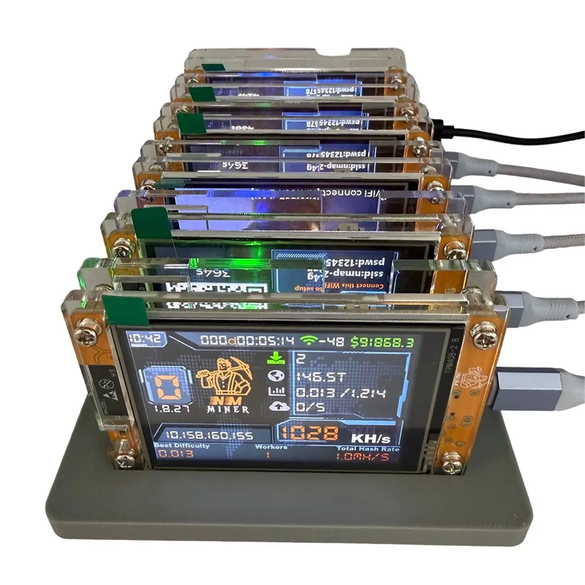 Y186A*☀▃6X 1030KH/S +6 Slots Base Bitcoin Crypto Solo Miner 2.8 Inch Touch Display Upgraded Harshrate Home BTC