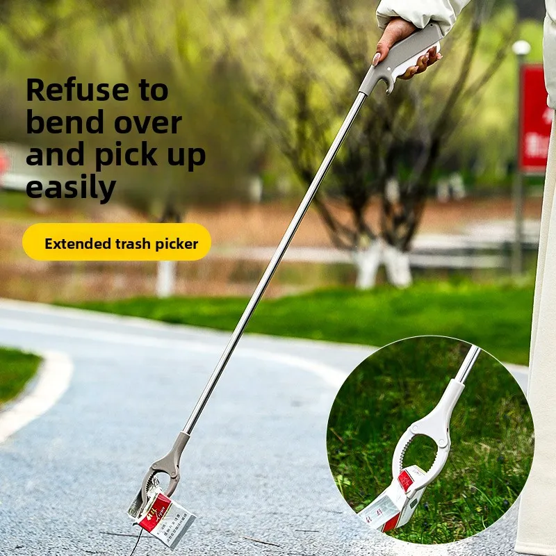 

No Bend Reach Grabber Tool with Extended Handle for Litter Cleanup Multi Function Gripper and Hygienic Tongs Long Durable