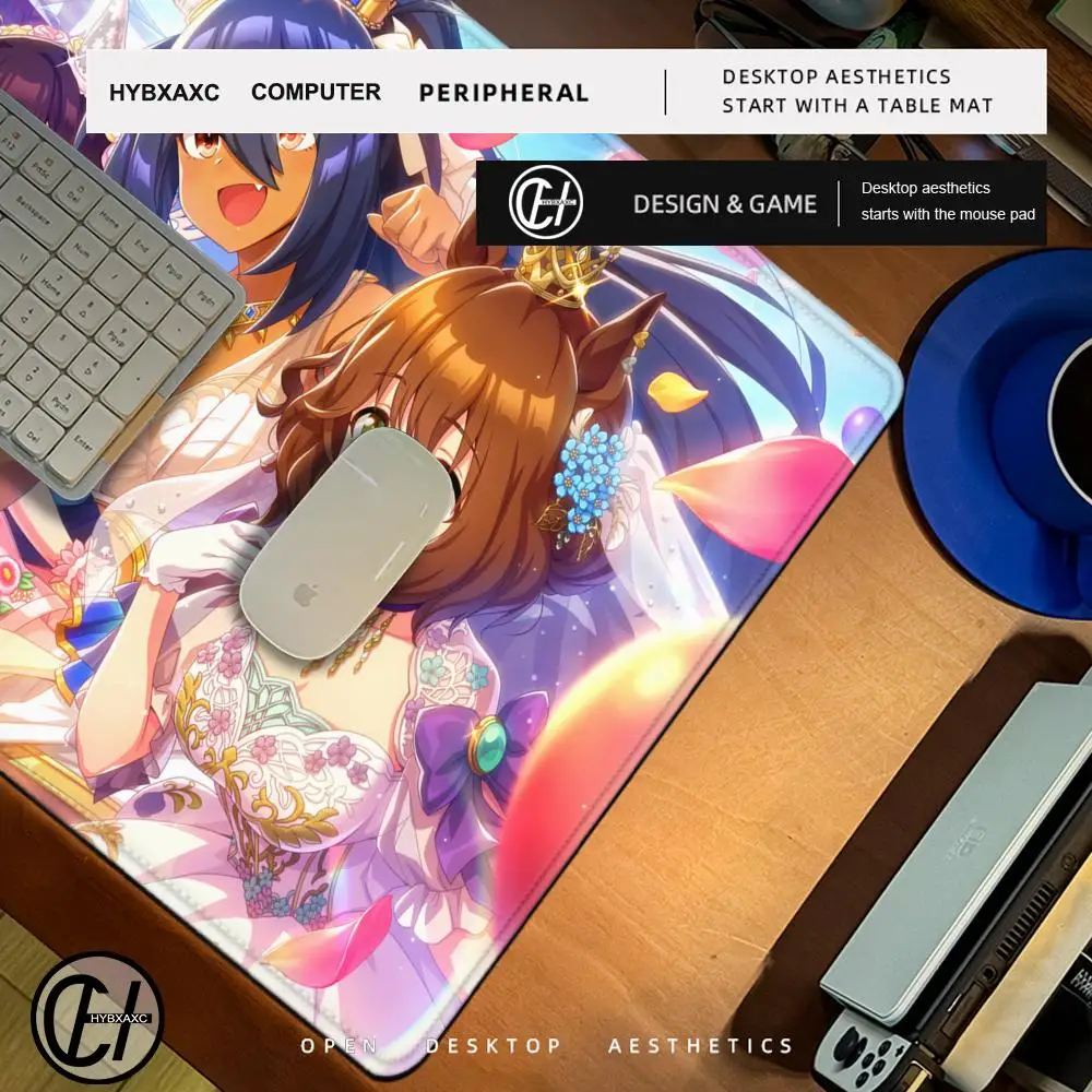 Cute Anime P-Pretty D-Derby U-UMA  HYBXAXC Mouse Pad Rubber Pad Large Gaming Lock Edge Thickened PC Table Desk Mat Daily Use
