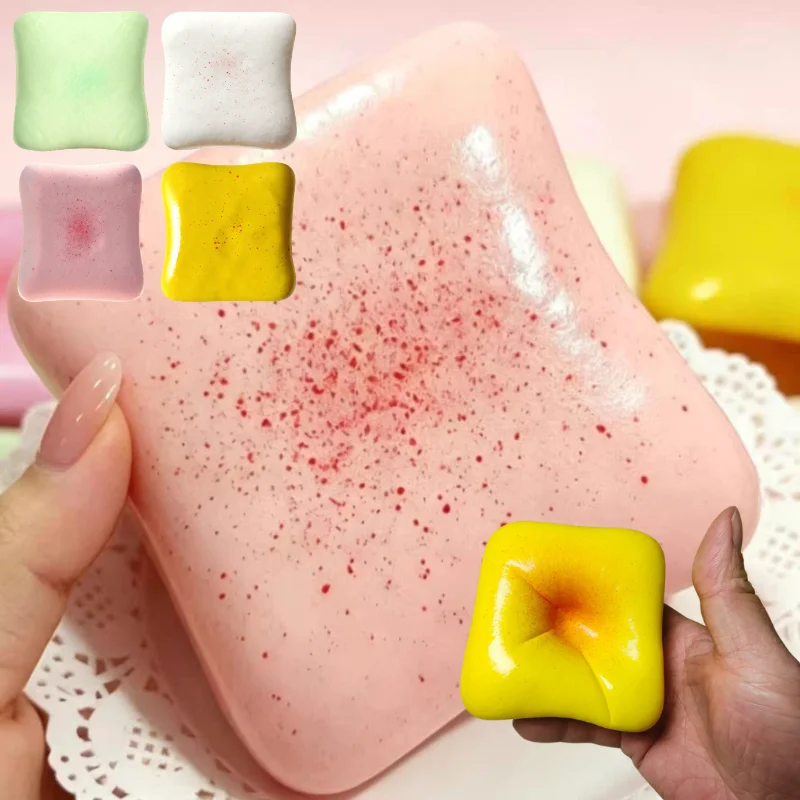 Weiches Toast-Brot Squishy Simulationsspielzeug Buntes Quadratisches Toast-Spielzeug Langsam Aufsteigendes Quetsch-Stressabbau-Spielzeug Schreibtisch-Deko Geschenk