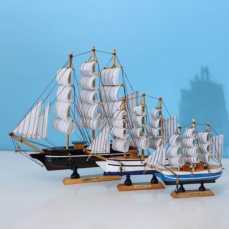 Pirate ship smooth sailing sailing boat model wooden boat ornaments fishing boat home desktop decoration