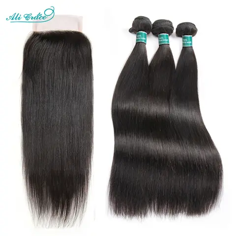Hair Bundles with Closure Brazilian 4x4 ALI GRACE