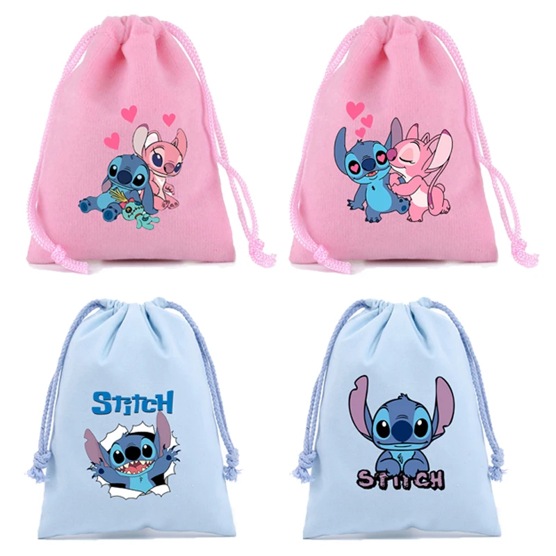 Disney Stitch Drawstring Bag Cute Cartoon Clothes Organiser Portable Large Volume Home Life Supplies Candy Birthday Gift Bags