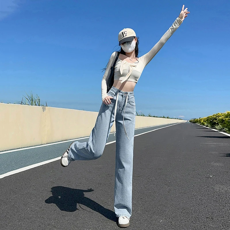 Women's Jeans Woman High Waist Streetwear Female Clothing Newjeans Denim Straight Leg Jeans  Vintage Clothes Pants Baggy