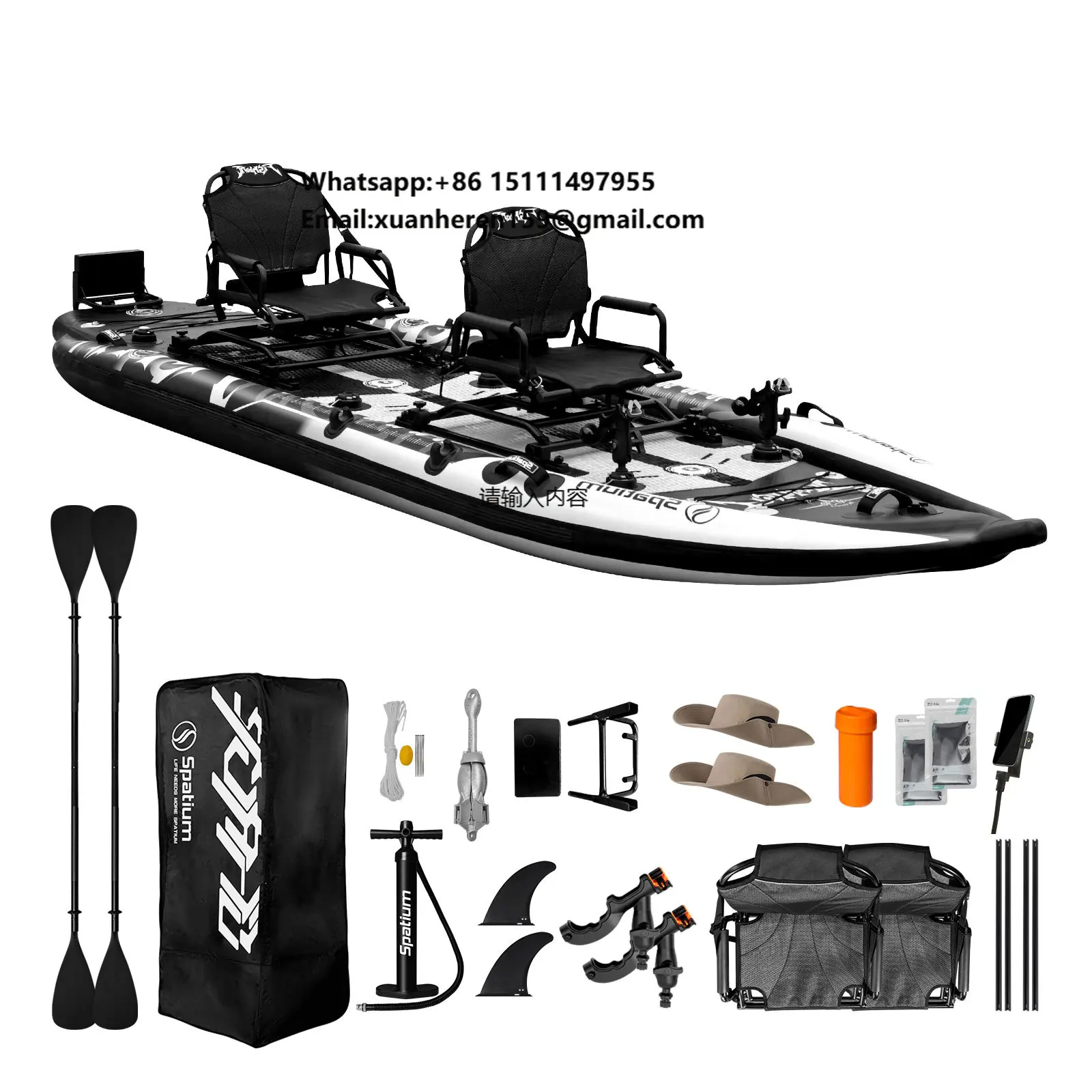 

Spatium Local Warehouse Inflatable 2 Person Easy to Assemble Drop Stitch Inflatable Ocean Fishing Kayak Inflatable Fishing Kayak