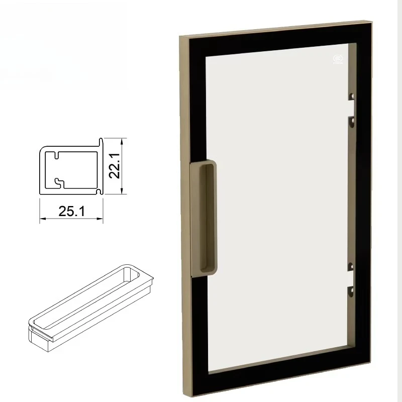 Aluminum alloy 6063-T5 profile window cabinet wardrobe glass door luxury anodized/powder coated aluminum frame furniture