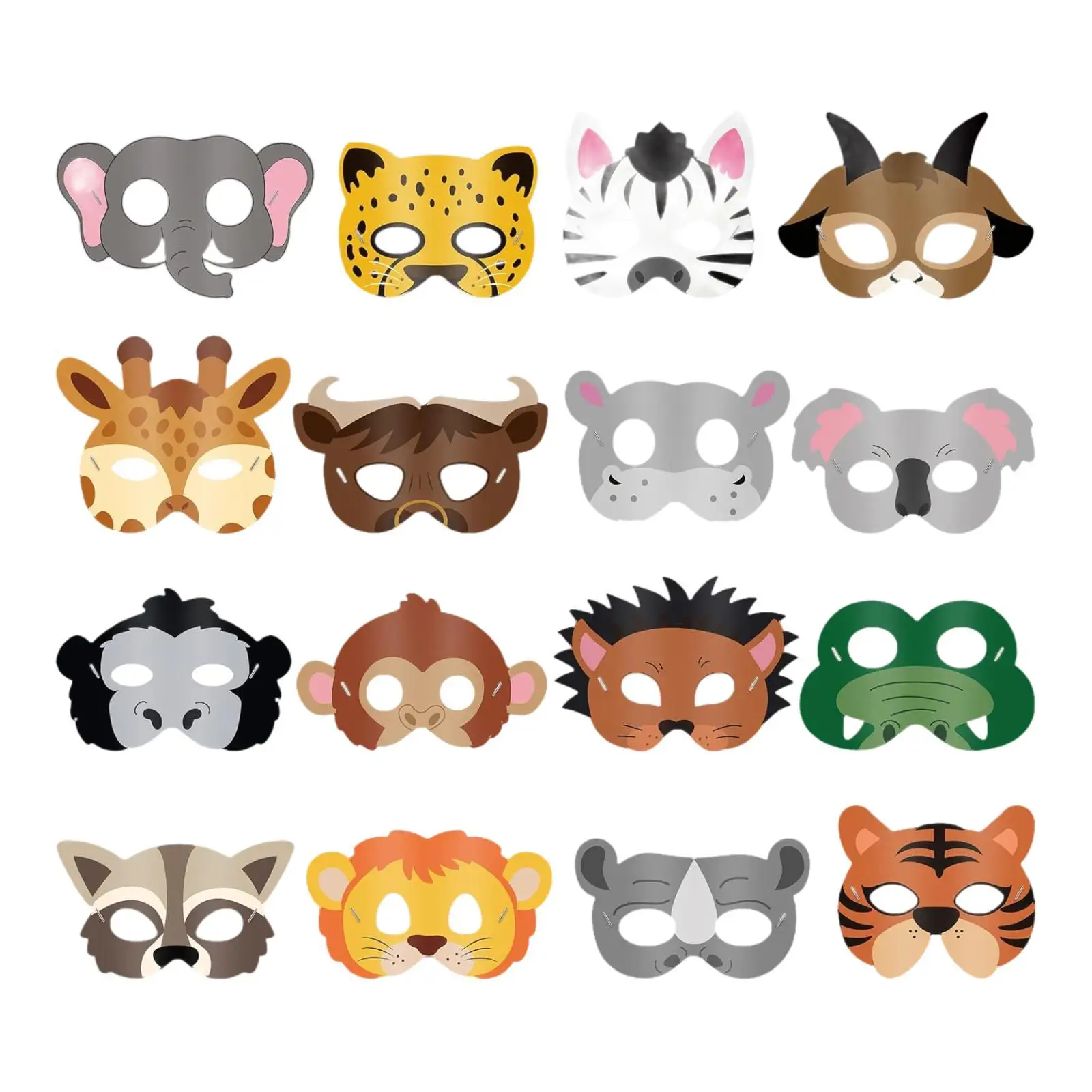 

16Pcs Jungle Zoo Animals Cartoon Mask for Cosplay Party Supplies Boys Girls