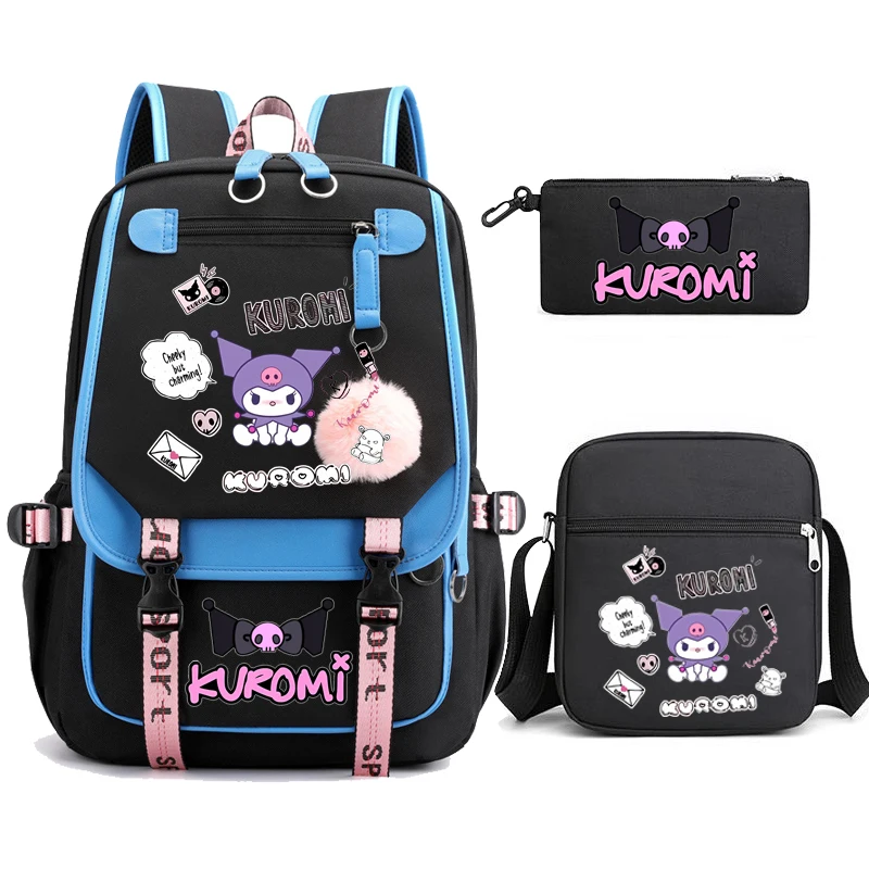 Kuromi-mochila Kawaii para mujer, Bolsa Escolar impermeable para adolescentes y estudiantes, mochila para ordenador portátil, bonita mochila de