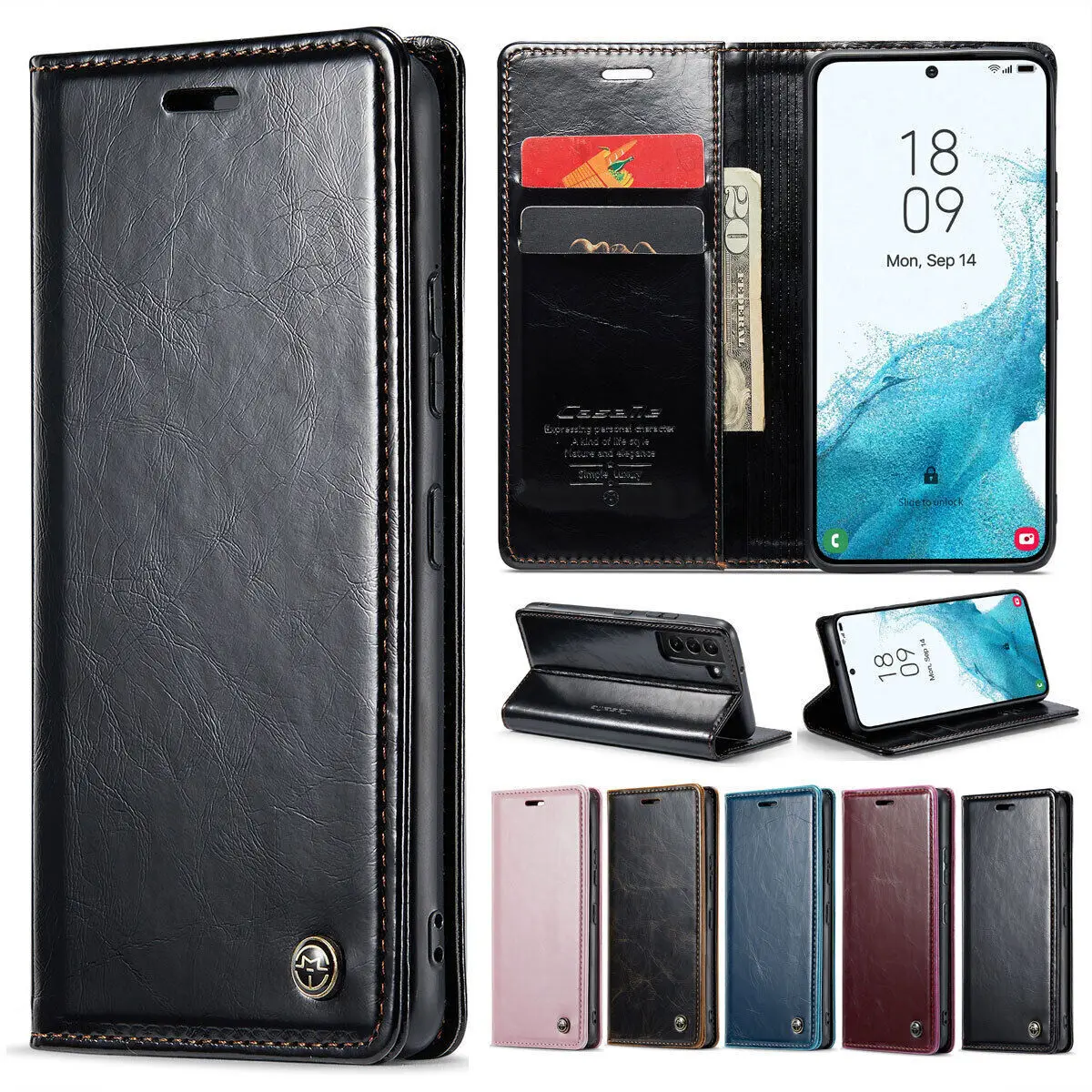 

Flip Leather Case For Samsung Galaxy S24 S23 Ultra S22 S21 S20 S10 S8 S9 Plus S21fe S20fe Wallet Cards Phone Stand Cover