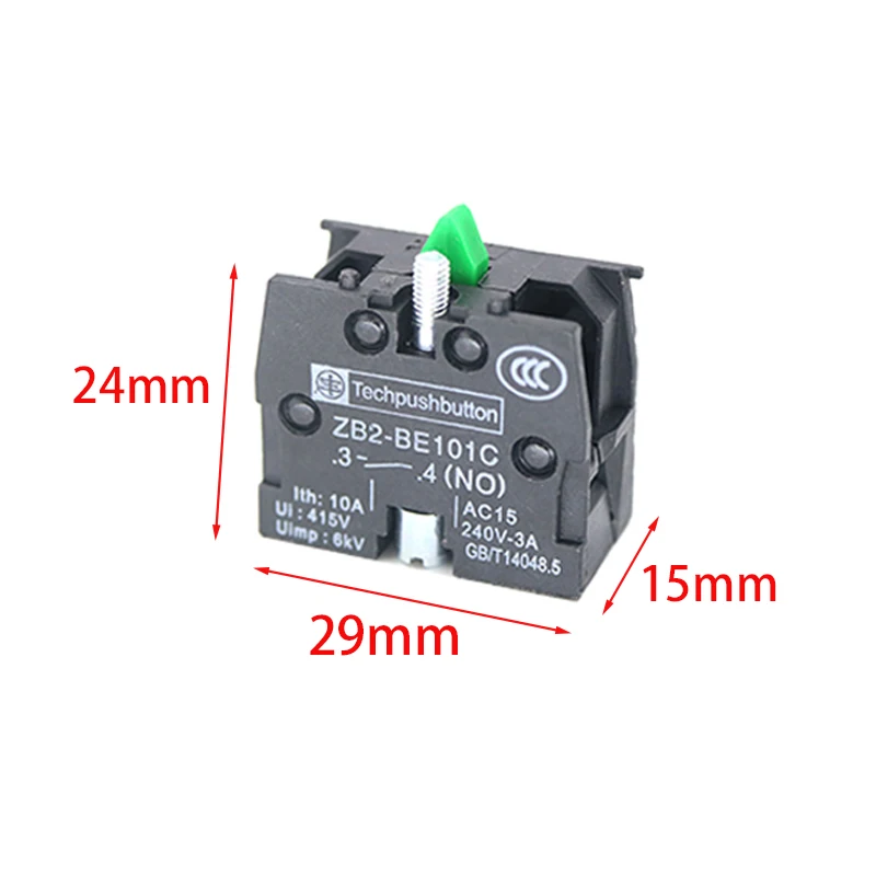 10Pcs ZB2-BE101C (NO)  ZB2-BE102C (NC) Contact Blocks for Push Button Switch, 10A Silver/Brass Contacts, XB2 Series