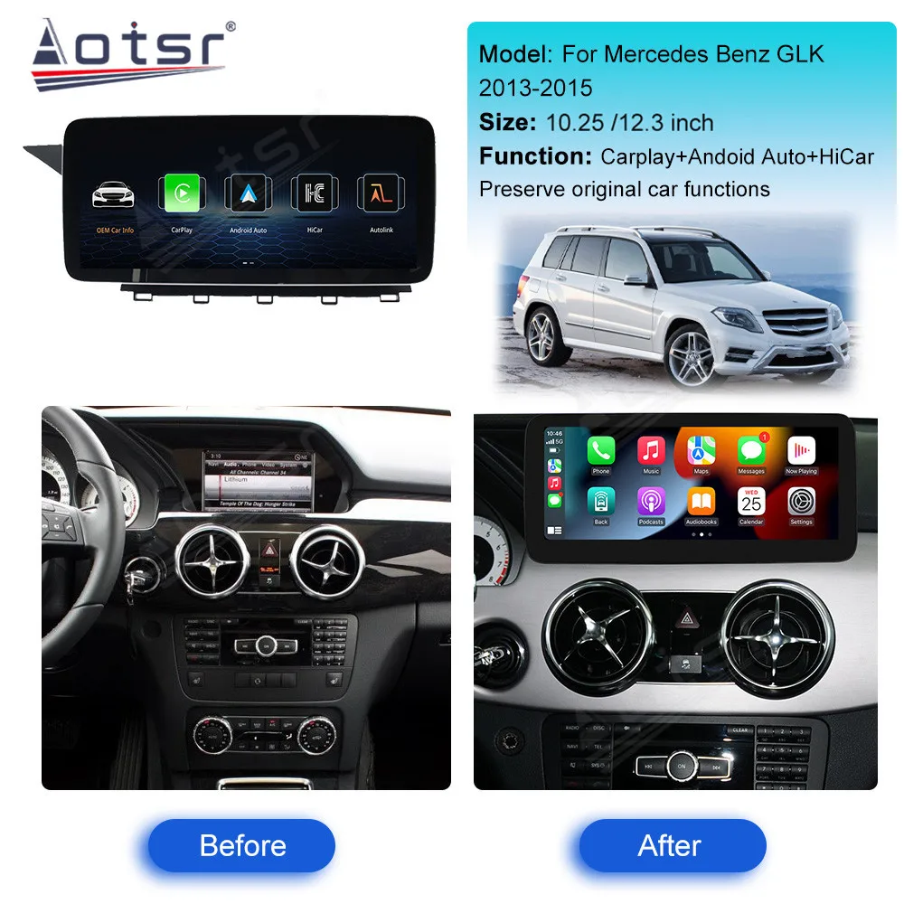 

Linux Car Radio For Mercedes Benz GLK 2013/2014/2015 Wireless CarPlay Android Auto Stereo GPS Multimedia Player Headunit NTG4.5