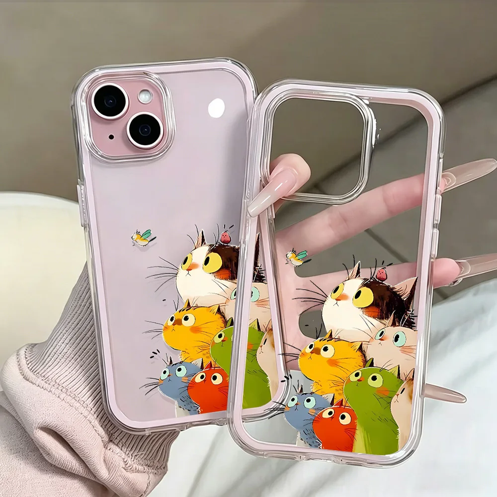 Niedliche lustige Katzenmuster Klare Handyhülle für iPhone 17 13 16 15 11 12 14 Pro Max 17 Air XR X Hülle Silikon Weiche Stoßfeste Abdeckung – Detail 6