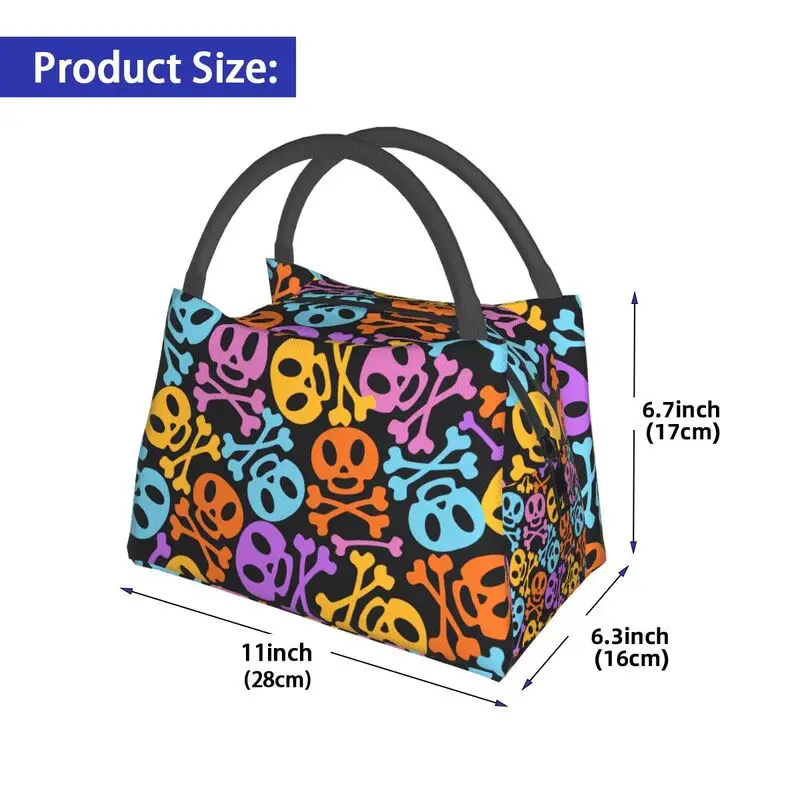 Sugar Skull Pattern New Portable Insulation Bag Large Capacity Home Lunch Bags Thickened Waterproof Outdoor Picnic Box