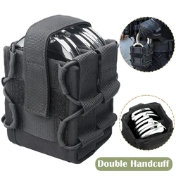 Tactical Molle Double Handcuff Holster Folding Rigid Handcuff Law Enforcement Cuff Holder Outdoor Handcuff Pouch for Duty Belt