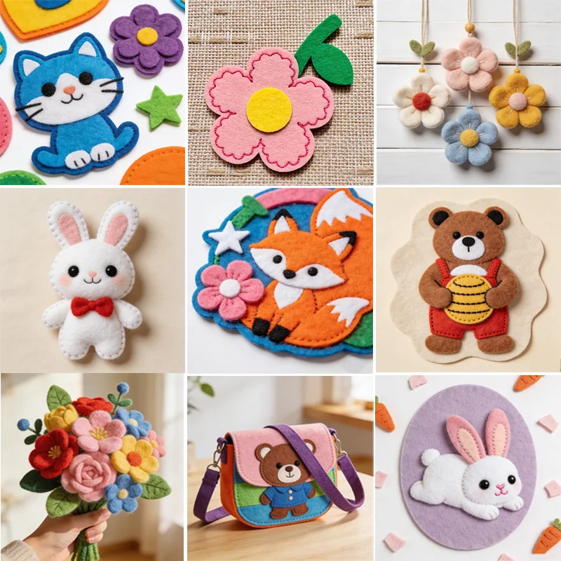 قماش اللباد: قماش ناعم مصنوع يدويًا بسمك 91*91*0.14 مم، مناسب للحرف اليدوية والديكورات الفنية للخياطة اليدوية.