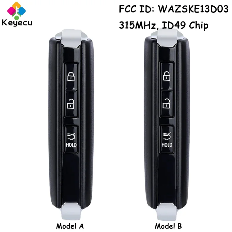 

KEYECU Smart Remote Control Car Key With 3 Buttons 315MHz ID49 for Mazda CX-5 CX-9 2019 2020 2021 2022 Fob FCC ID: WAZSKE13D03