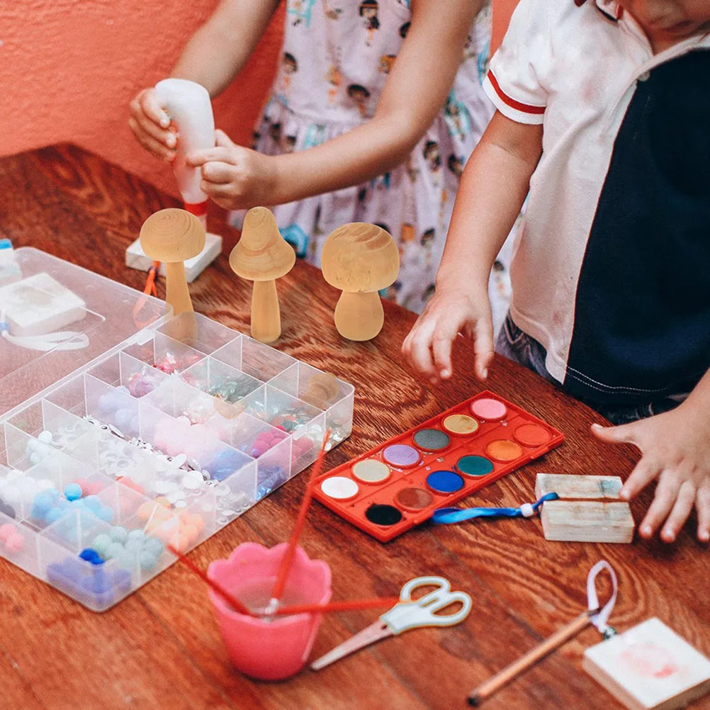 

5 Pcs Wooden Mushroom Crafts Kids DIY Unpainted Mini naments Decorative Garden Flowerpot Decors H made Sewing Supplies