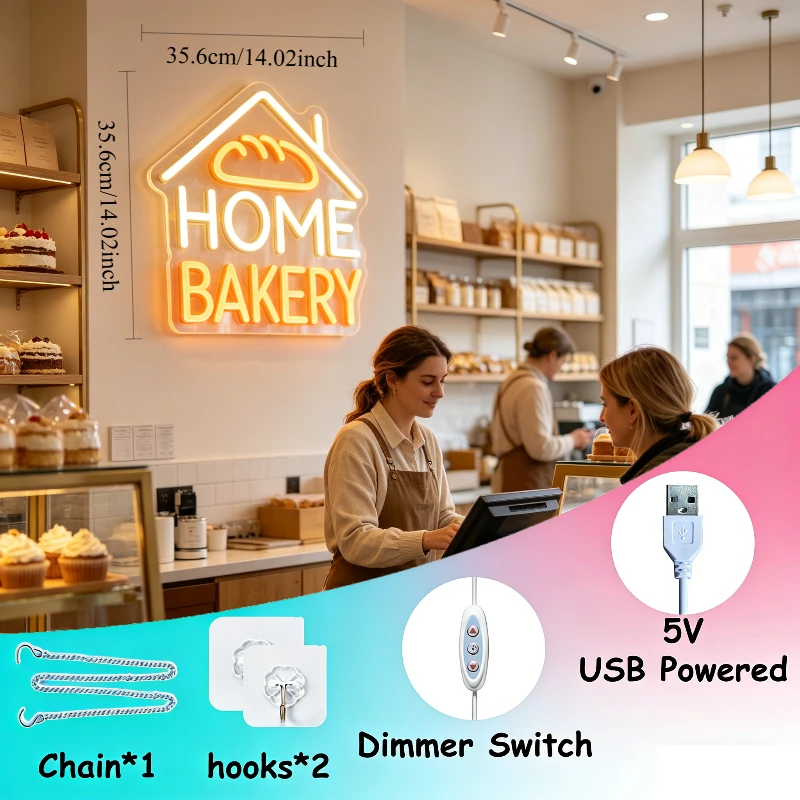 HOME BAKERY LED Neon Sign for  - Commercial Kitchen Walls ulasan dan harga