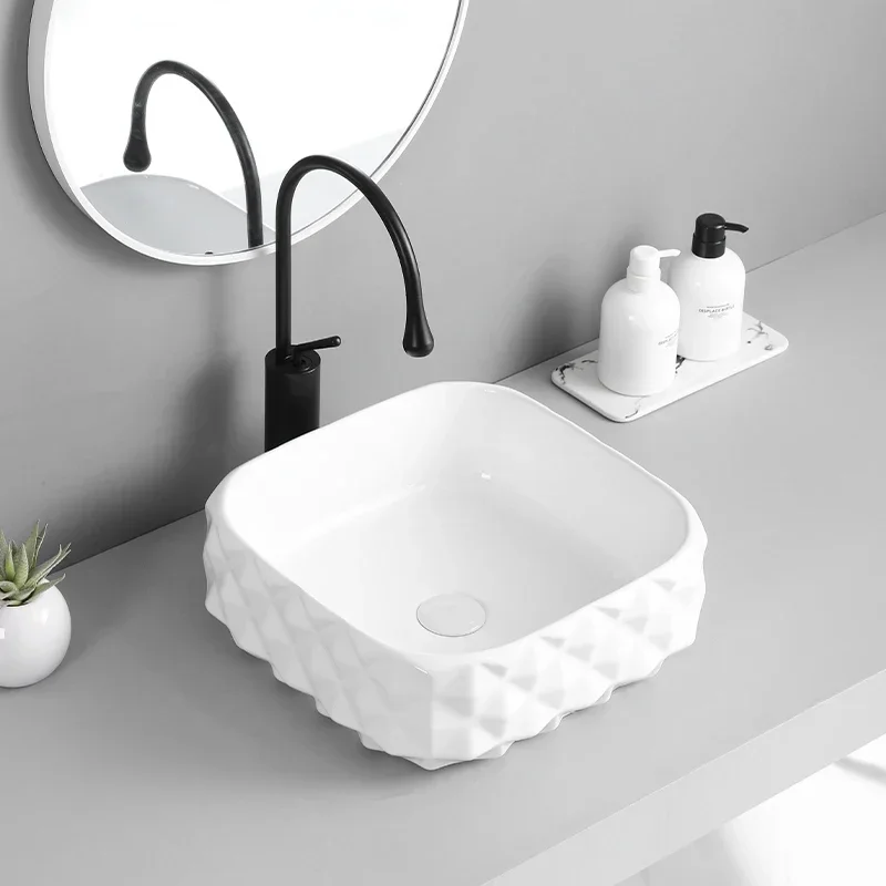 z China Designer Luxury Colorful Sanitary Wares Electroplated Counter Bowl Wash Basin Bathroom Sink Art  Basin