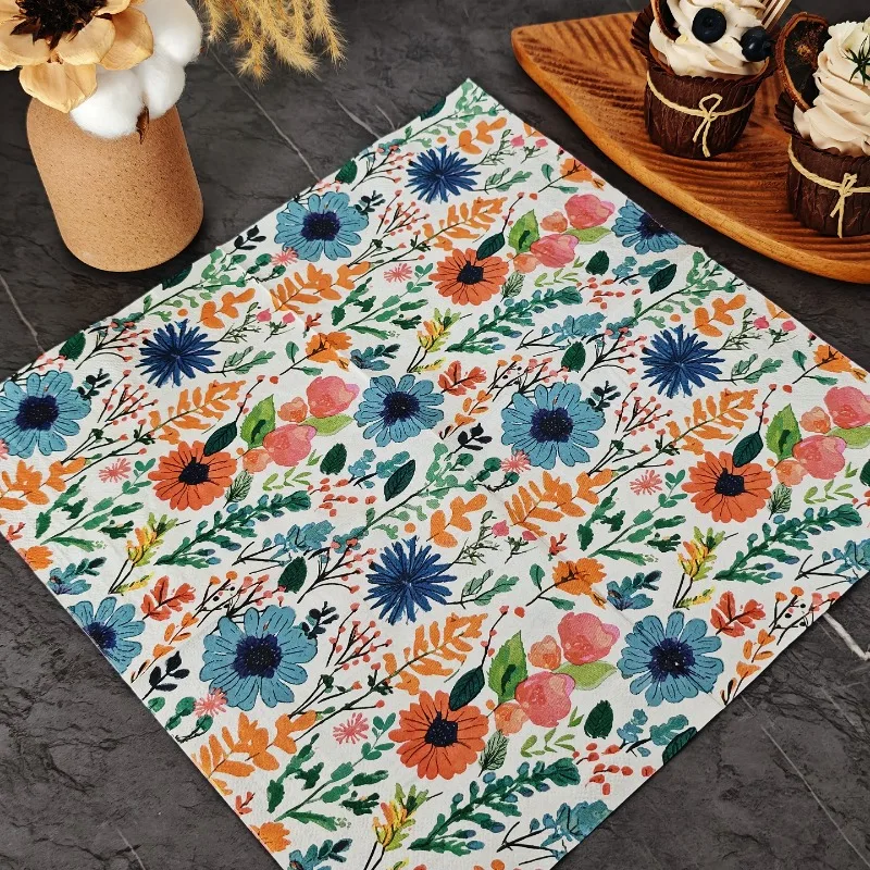 10/20 قطعة 33 سنتيمتر 2 طبقة رومانسية الريف نمط وجبة المناشف الزهور الملونة ، أوراق ، المطبوعة مناشف الحفلات DIY Decoupage ورقة #4