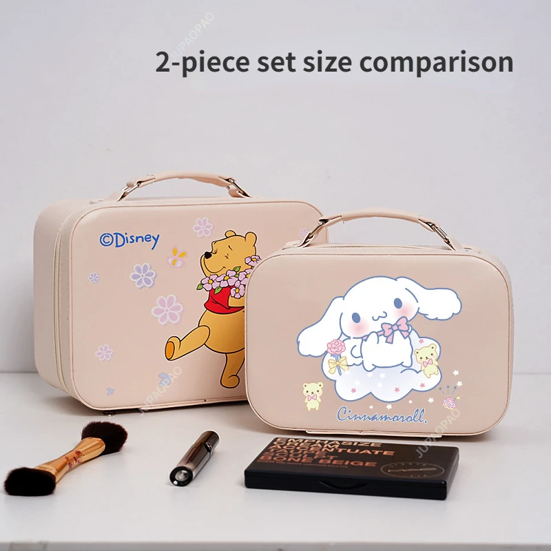 Sanrio Hello Kitty Cinnamoroll Kuromi Cosmetic Case with Makeup Mirror Large-capacity High-end Skin Care Travel Bag Storage Box