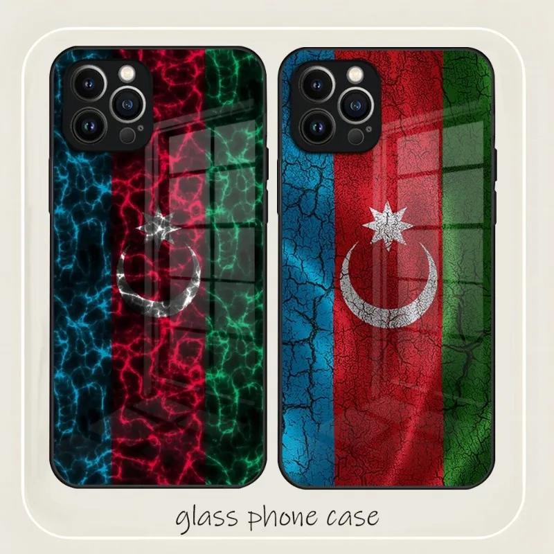 Azerbaijan Flag Phone Case For IPhone 12Pro 12 13 11 Pro Max Mini X XR XS Max 8 7 6s Plus SE 2020 Tempered Glass Cover