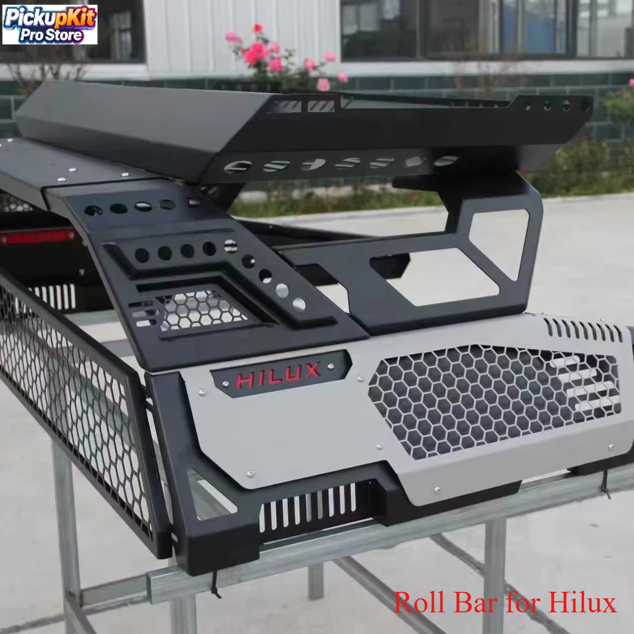 

Heavy Duty Aluminum 4x4 Pickup Roll Bar Gantry Rear Bed Rack for Hilux 100kg Load Capacity