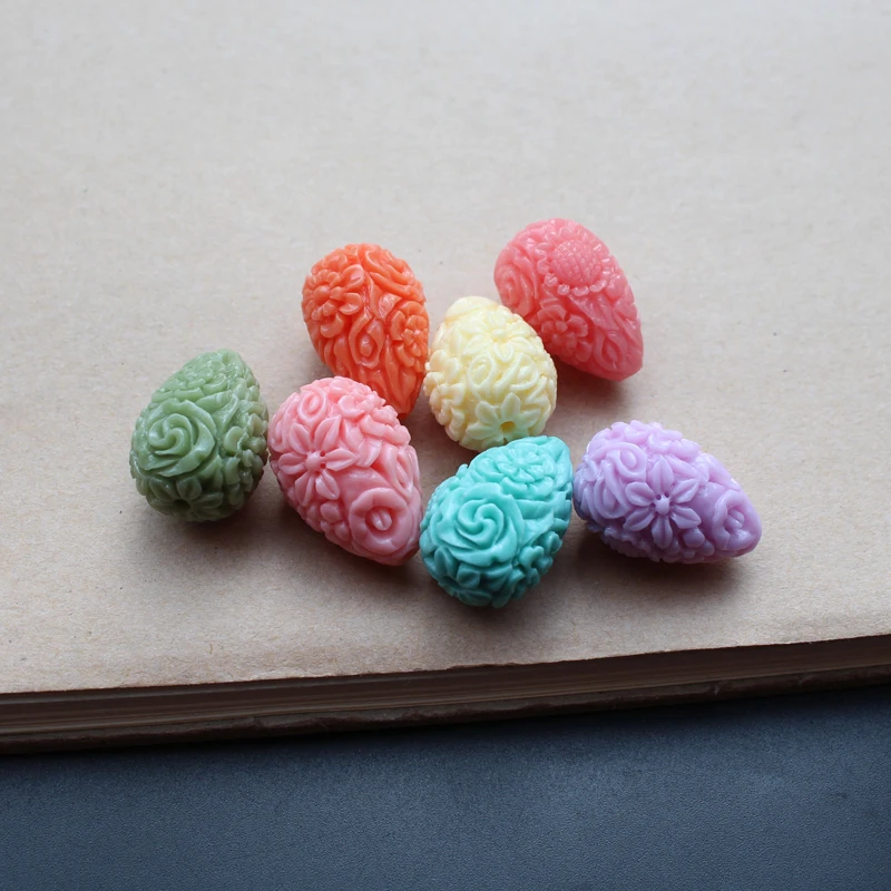 10 teile/los 27mm 33mm 40mm Korallen perlen Große Korallen Blume perlen Drop Form Cabochon Mix farbe für schmuck machen – Detail 7