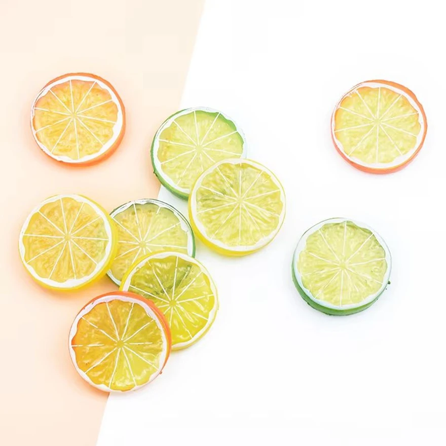 

5pcs Artificial Plastic Lemon Fake Plants Kids Toys Fridge Sticker Diy Needlework Box Household Products Art Wall Festival Decor