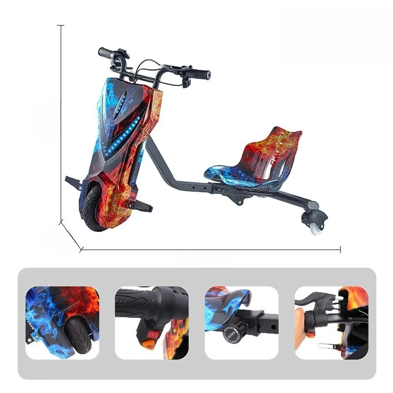 

Children's electric three-wheel drift car Children's tail flick car Drift kart tram manufacturer