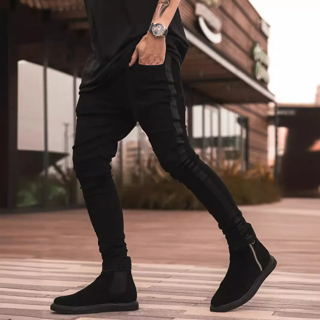 High-waisted Jeans for Men Slim-fit Pencil Pants Skinny Jeans Stretch Men Clothing Ankle Length Trousers Men's Pants Street Wear