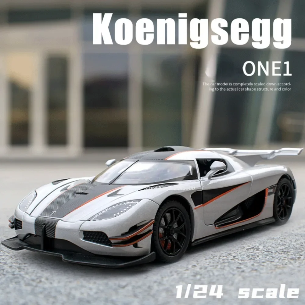 

1/24 Koenigsegg One1 Alloy Model Car Toy Diecast with Sound Light Pull Back Simulation Scale Model Car Toy for Boy Birthday Gift