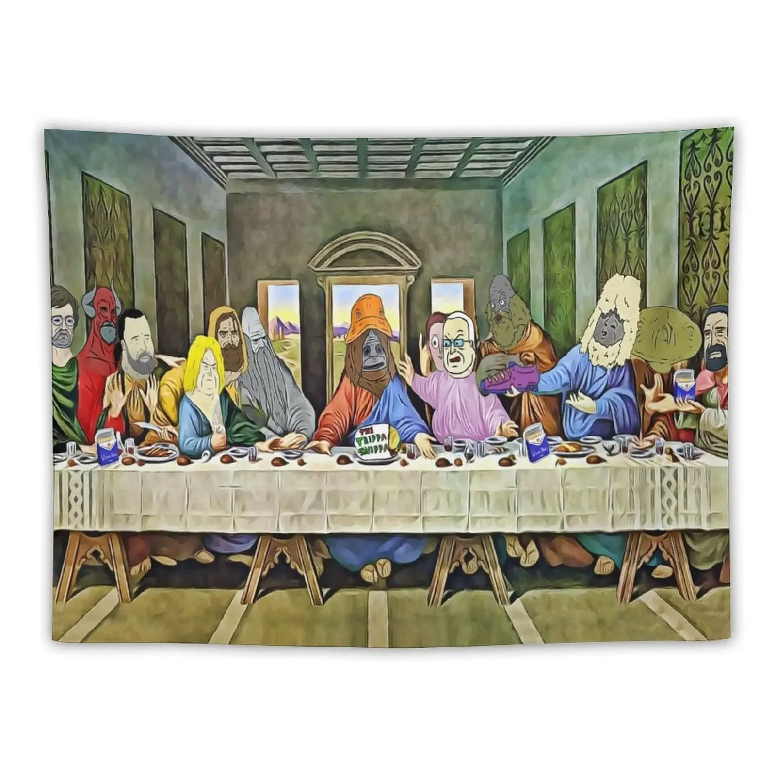 Last Supper of Browntown 2 Mike Nolan Big Lez Show Tapestry Outdoor Decor Home Decor Aesthetic Tapestry