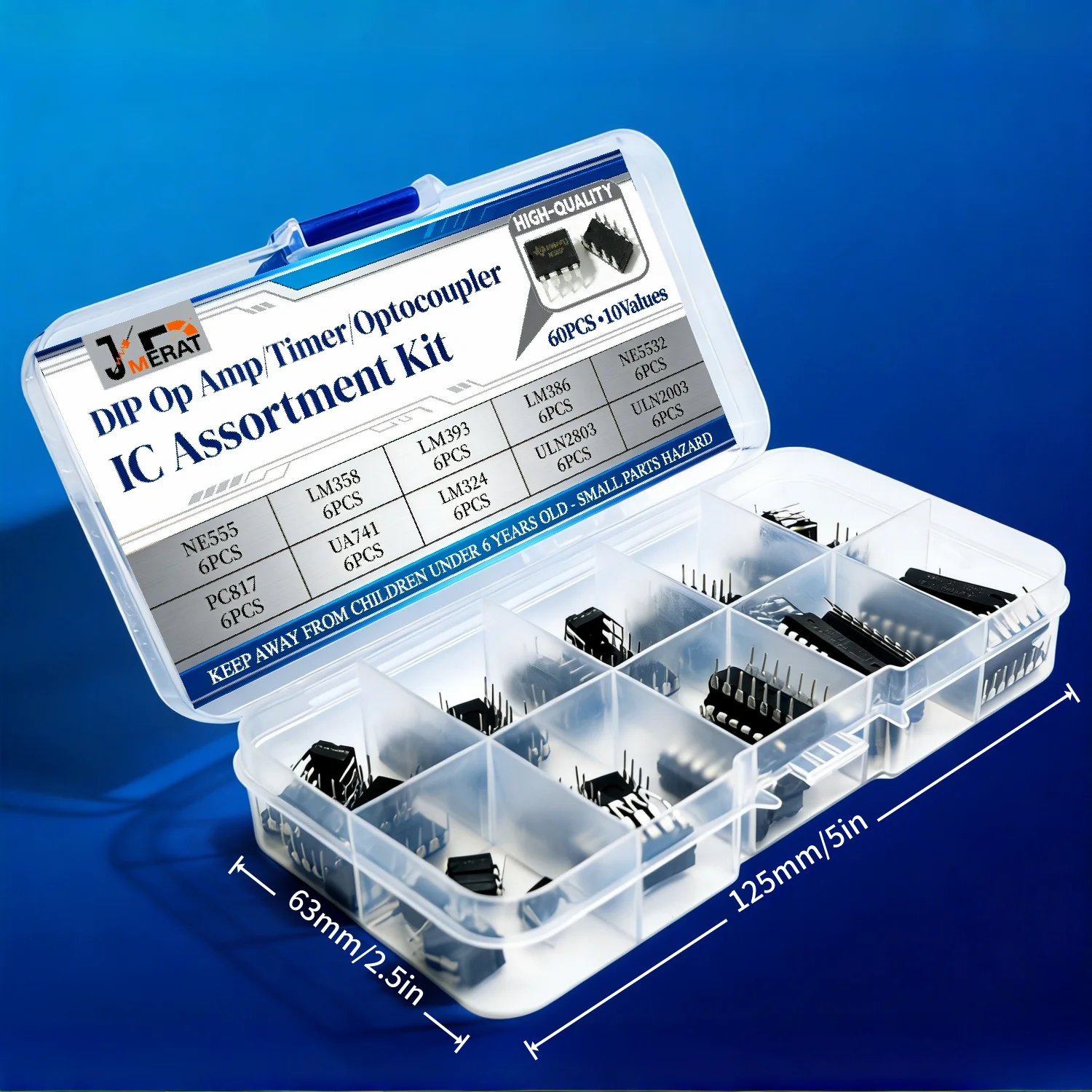 60PCS 10 Values Op Amp IC Kit NE555 LM358 LM393 LM386 NE5532 PC817 UA741 LM324 ULN2803 ULN2003 for DIY