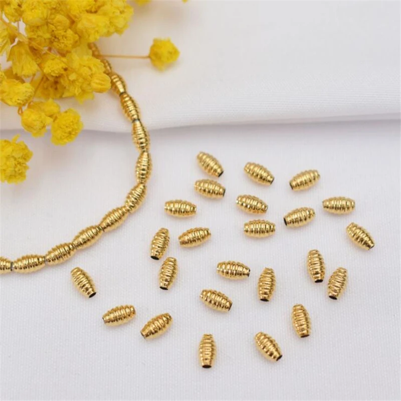 

20Pcs/lot New 24K Gold Plated 5MM Copper Beads Glossy Oval Spacer Beads Connectors For Diy Jewelry Making Accessories Ornament