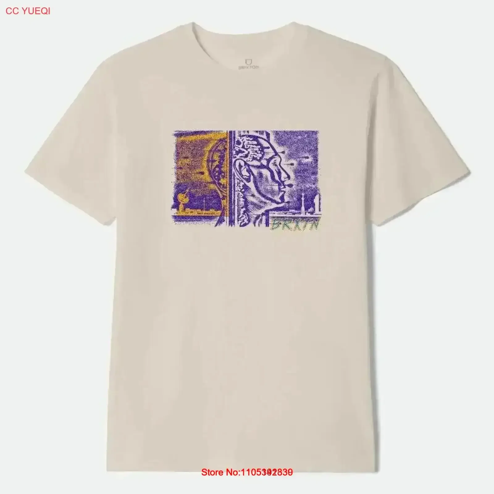 Camiseta Brixton Milburn Hw Relaxed, Talla M, Color Crema Lavado, Estilo Vintage, Ropa de Diseñador, Moda Versátil, Casual para Hombre, Cómoda