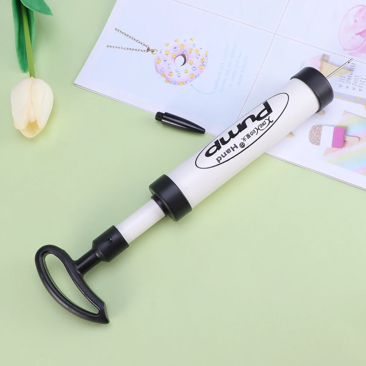

Mini Portable Hand Air Pump With Gas Pin Air Faucet Bike Inflator For Basketball Volleyball Gym White Sturdy Eco-Friendly