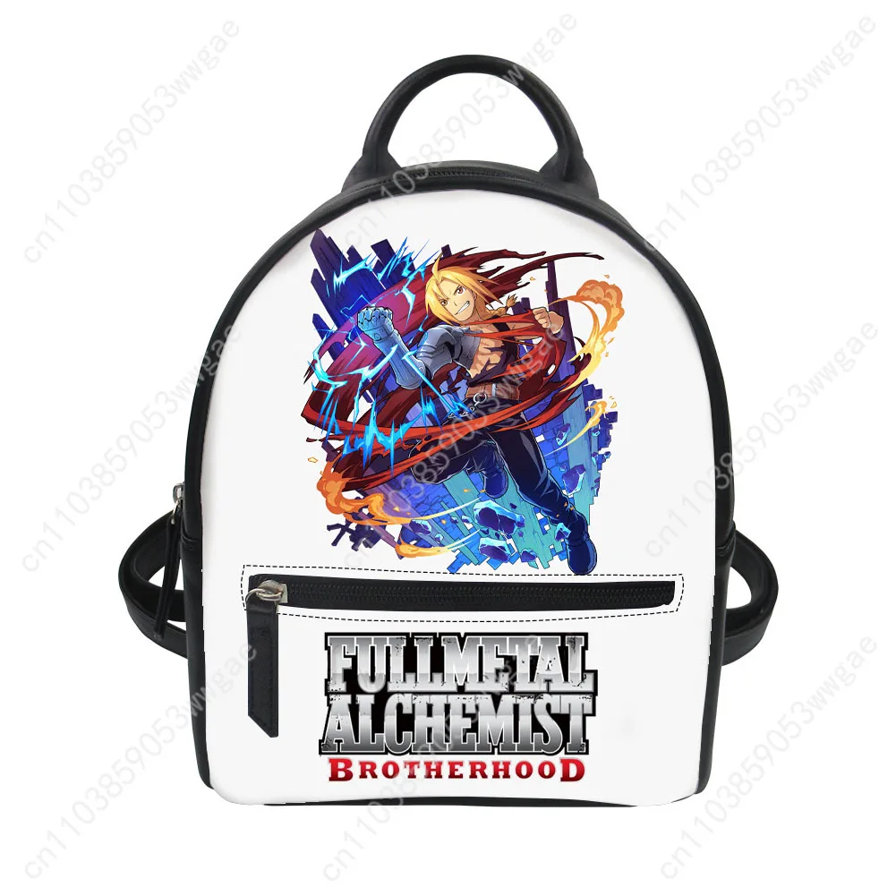 Fullmetal Alchemist Backpack Purse Womens Schoolbag Custom Double Shoulder Bag High Quality Mini Daypack Leather Travel Bag Gift
