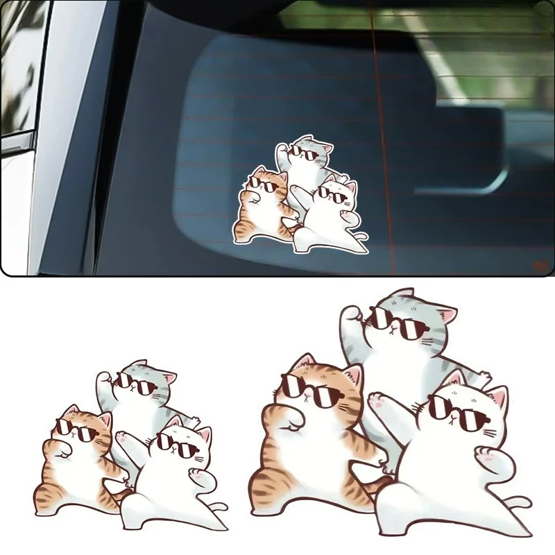 Personality, creativity, handsome, three kittens, car tailgate glass, side windows, exterior decoration car motorcycle stickers