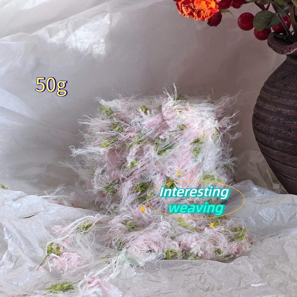 50g Pink Green Spring Day Yarn Handmade DIY Gradient Hand Mixed Thread Scarf Woven Thick Yarn Ball Material Package for Gift