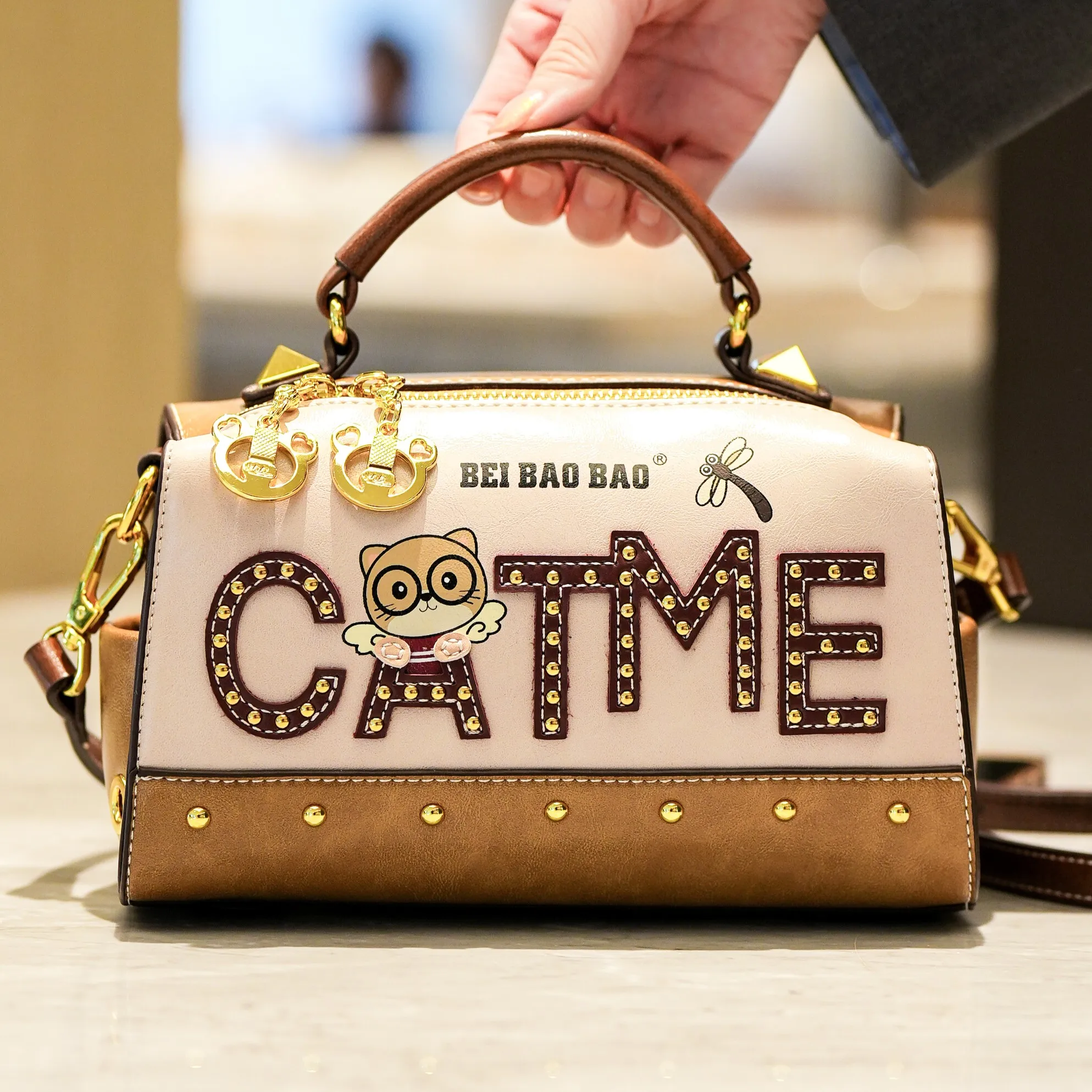 

Rivet letter Boston bag, women's single-shoulder crossbody commuter bag, high-quality women's purse,fashion cute crossbody bag